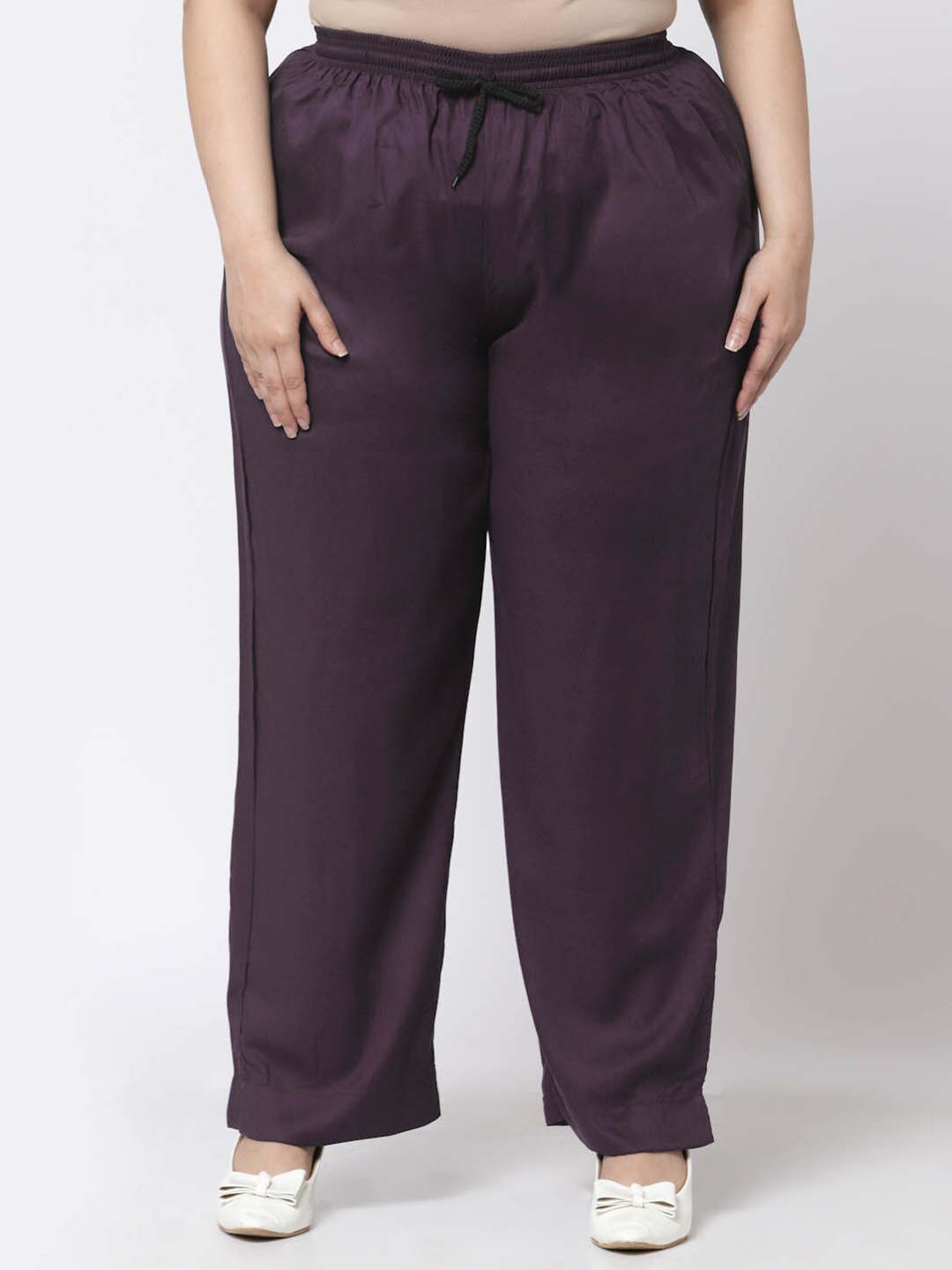 

KLOTTHE Women Plus Size Purple Solid Palazzos