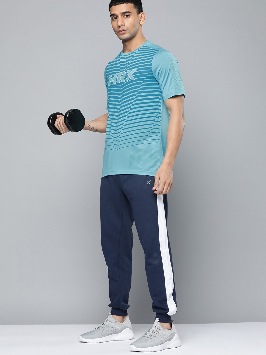 

HRX By Hrithik Roshan Men AI Aqua Rapid-Dry Brand Carrier Training T-shirt, Blue