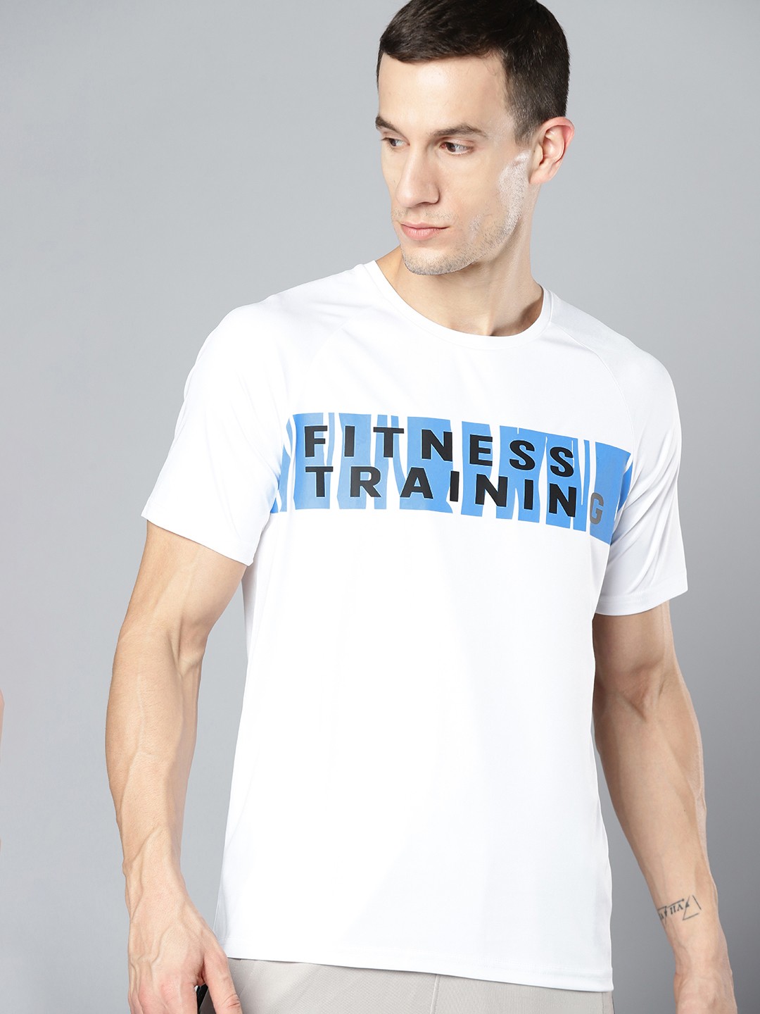 

HRX By Hrithik Roshan Training Men Optic White Rapid-Dry Typography Tshirts