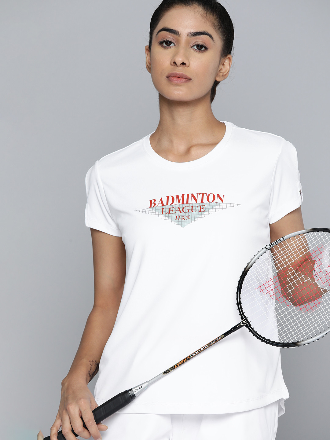 

HRX by Hrithik Roshan Rapid Dry Typography Printed Detail Badminton T-shirt, White