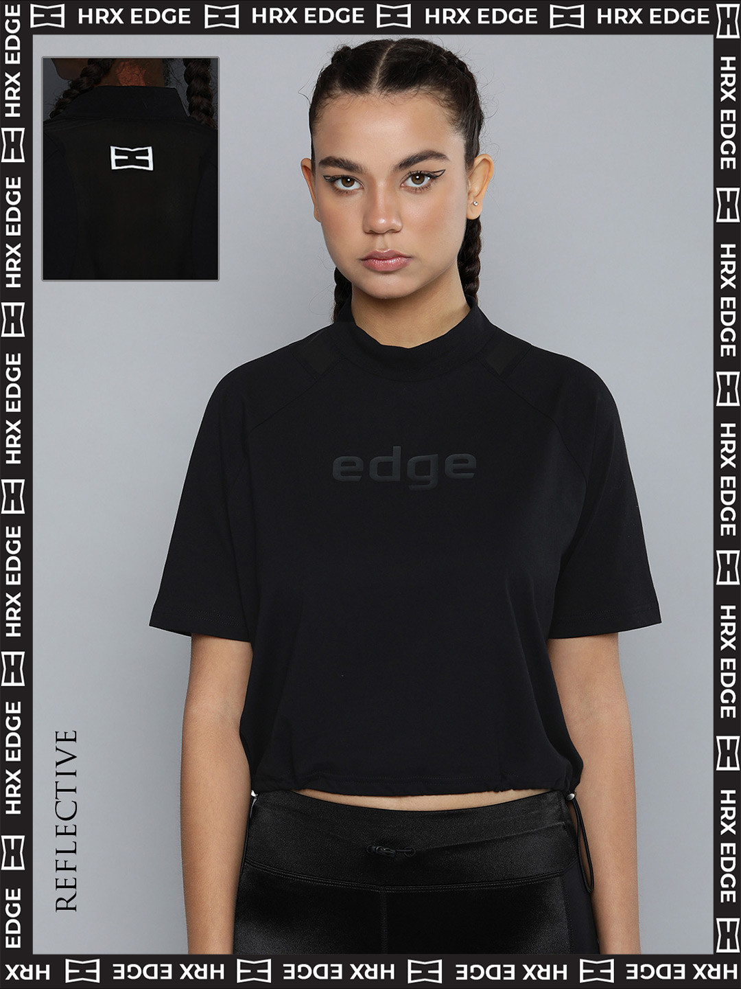 

HRX By Hrithik Roshan EDGE Women Rapid-Dry Textured T-Shirt, Black
