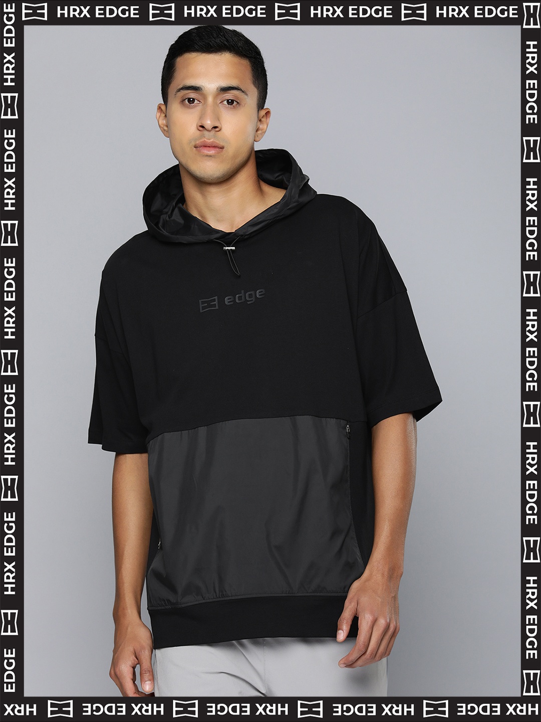 

HRX By Hrithik Roshan EDGE Men Jet Black Bio-Wash Brand Carrier T-shirts