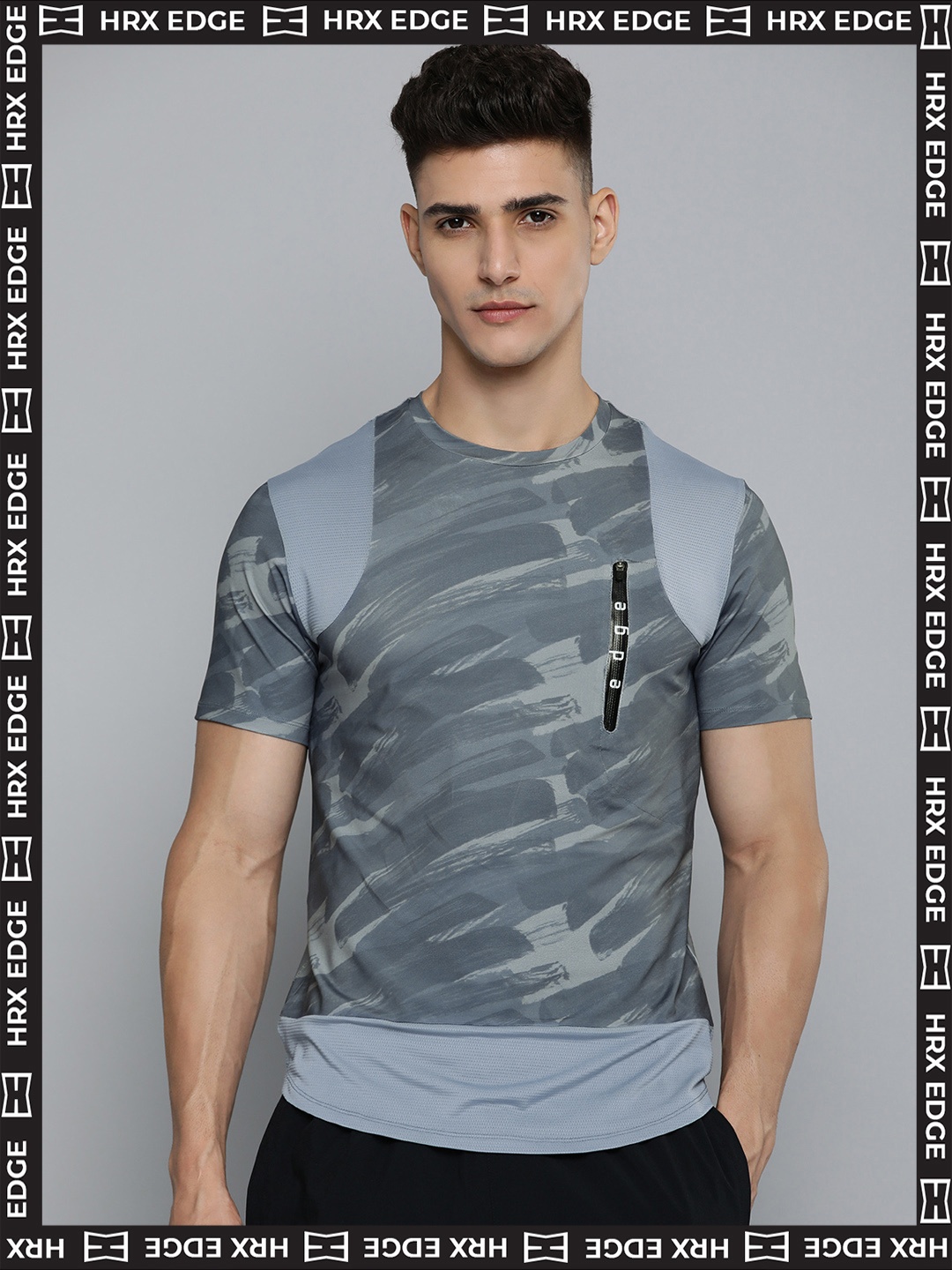 

HRX By Hrithik Roshan EDGE Men Tradewinds Rapid-Dry AOP Tshirts, Grey