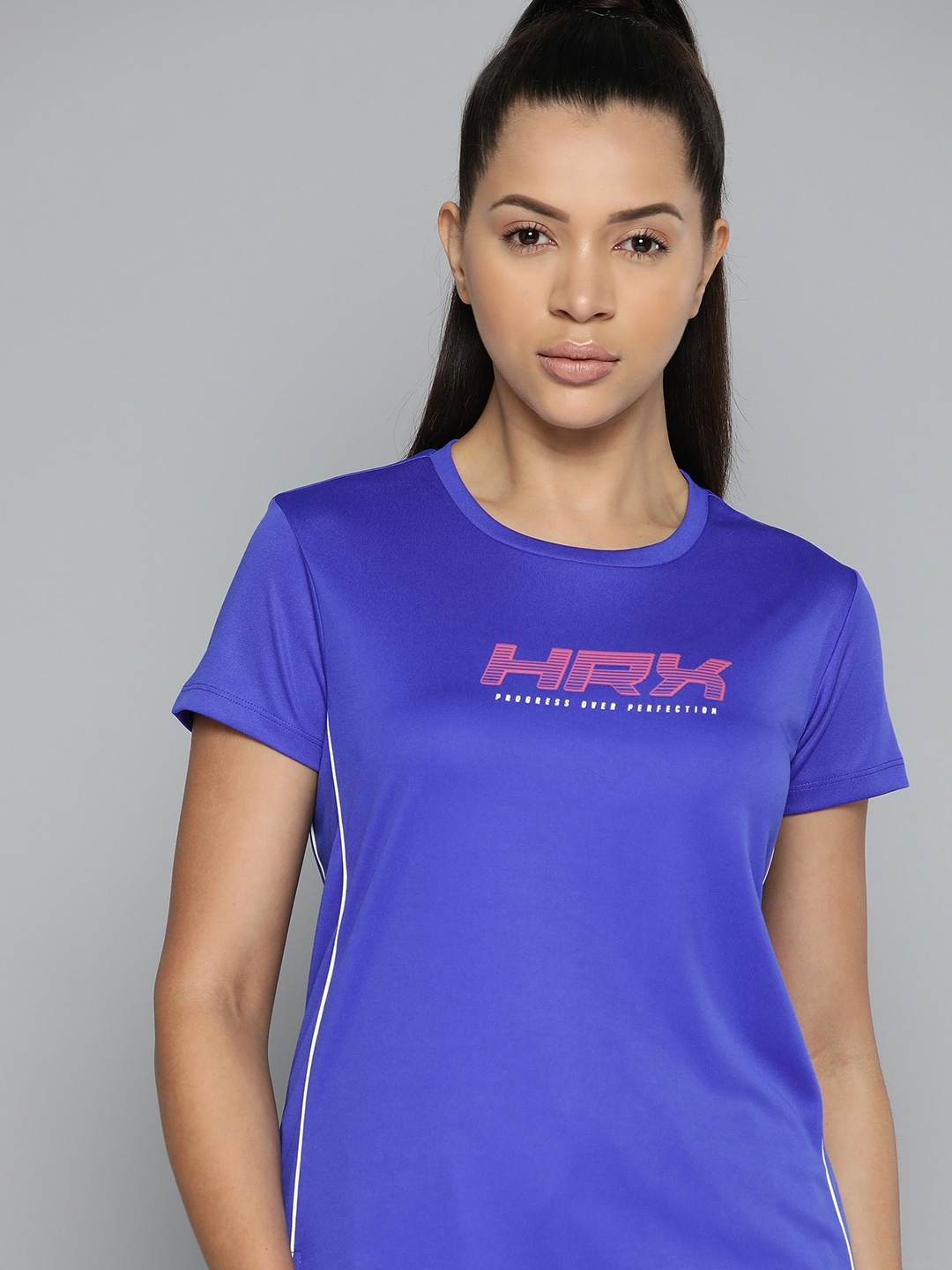 

HRX by Hrithik Roshan Brand Logo Printed Training T-shirt, Blue