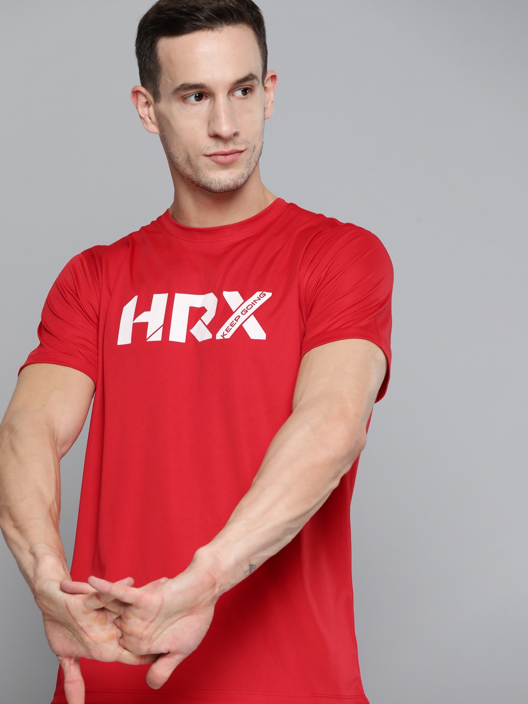 

HRX By Hrithik Roshan Training Men Formula Red Rapid-Dry Brand Carrier Tshirts