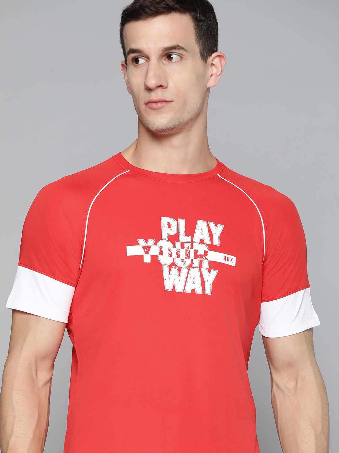 

HRX By Hrithik Roshan Racketsport Men Racing Red Rapid-Dry Typography Tshirts