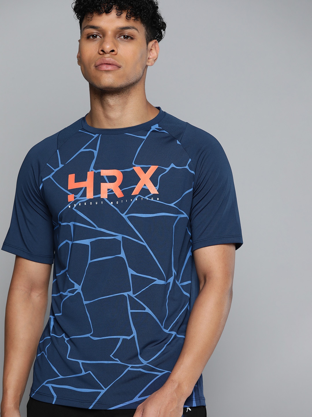 

HRX By Hrithik Roshan Training Men Rapid-Dry Brand Carrier T-shirt, Blue