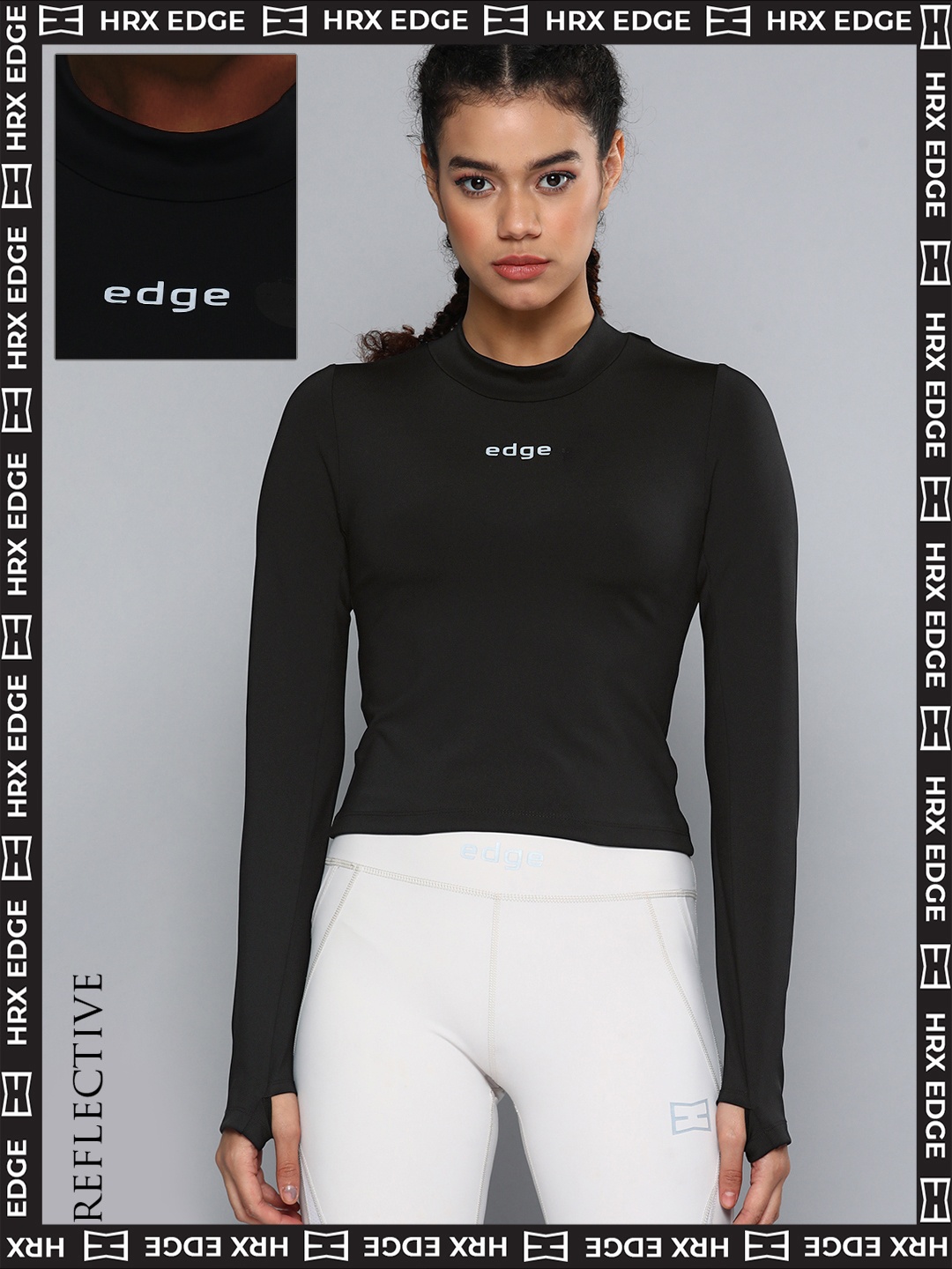 

HRX By Hrithik Roshan EDGE Women Jet Black Rapid-Dry Brand Carrier T-shirts