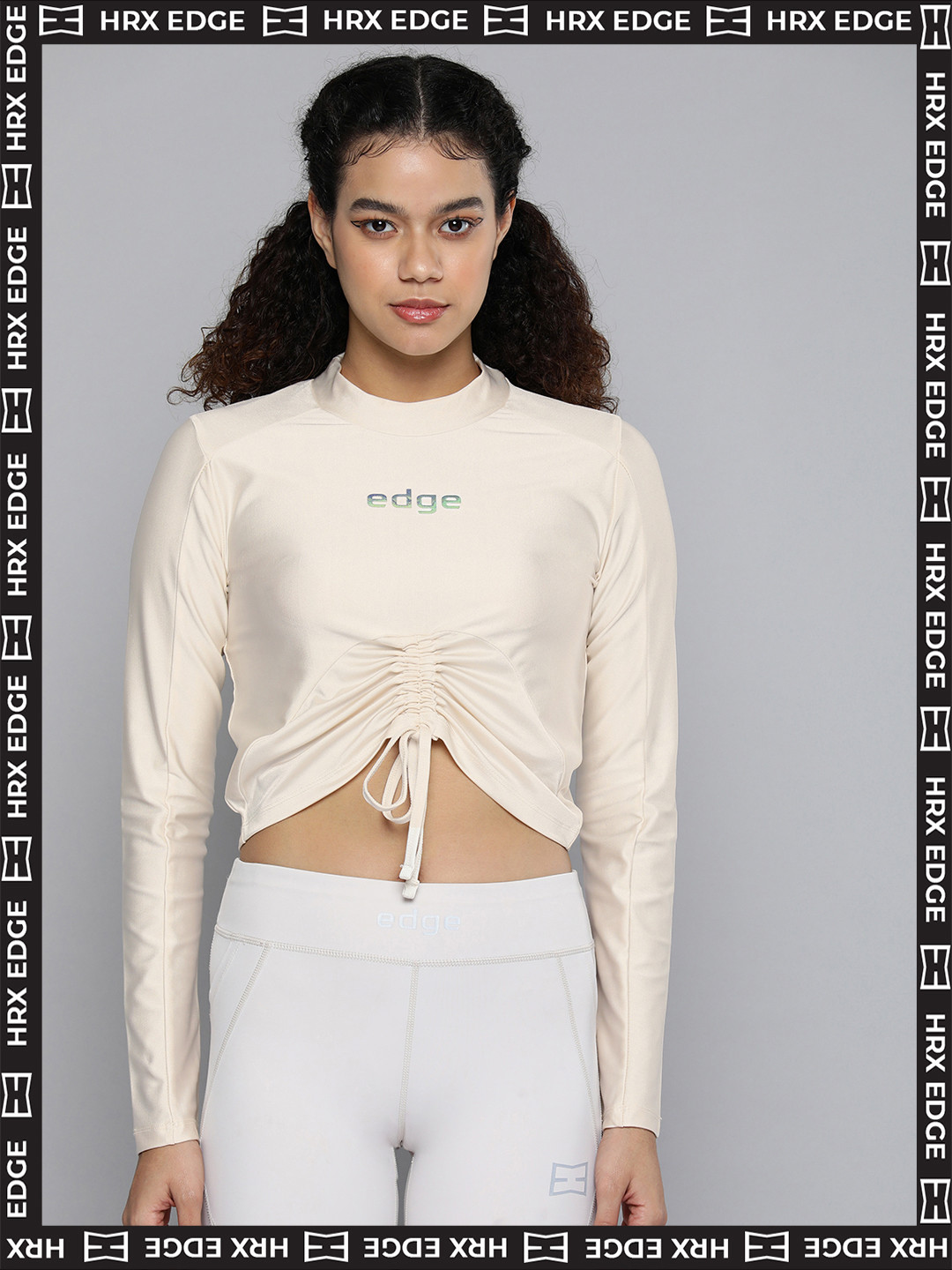 

HRX by Hrithik Roshan Women Off White Typography Printed Rapid Dry Technology T-shirt