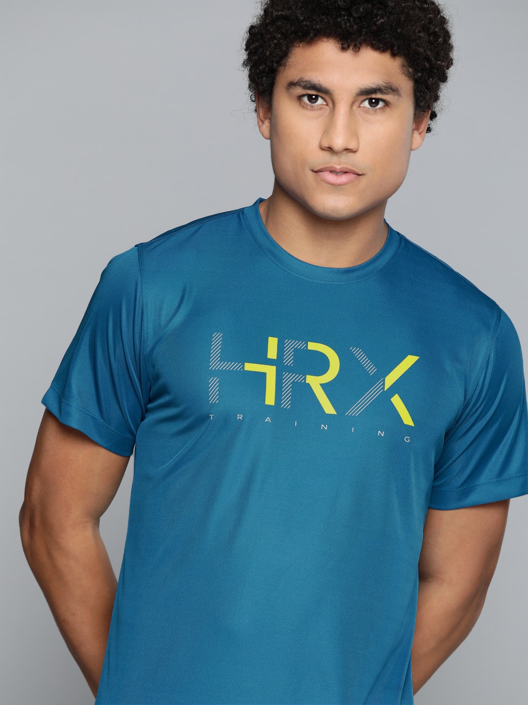 

HRX By Hrithik Roshan Training Men Blue Beast Rapid-Dry Brand Carrier T-shirt, Teal