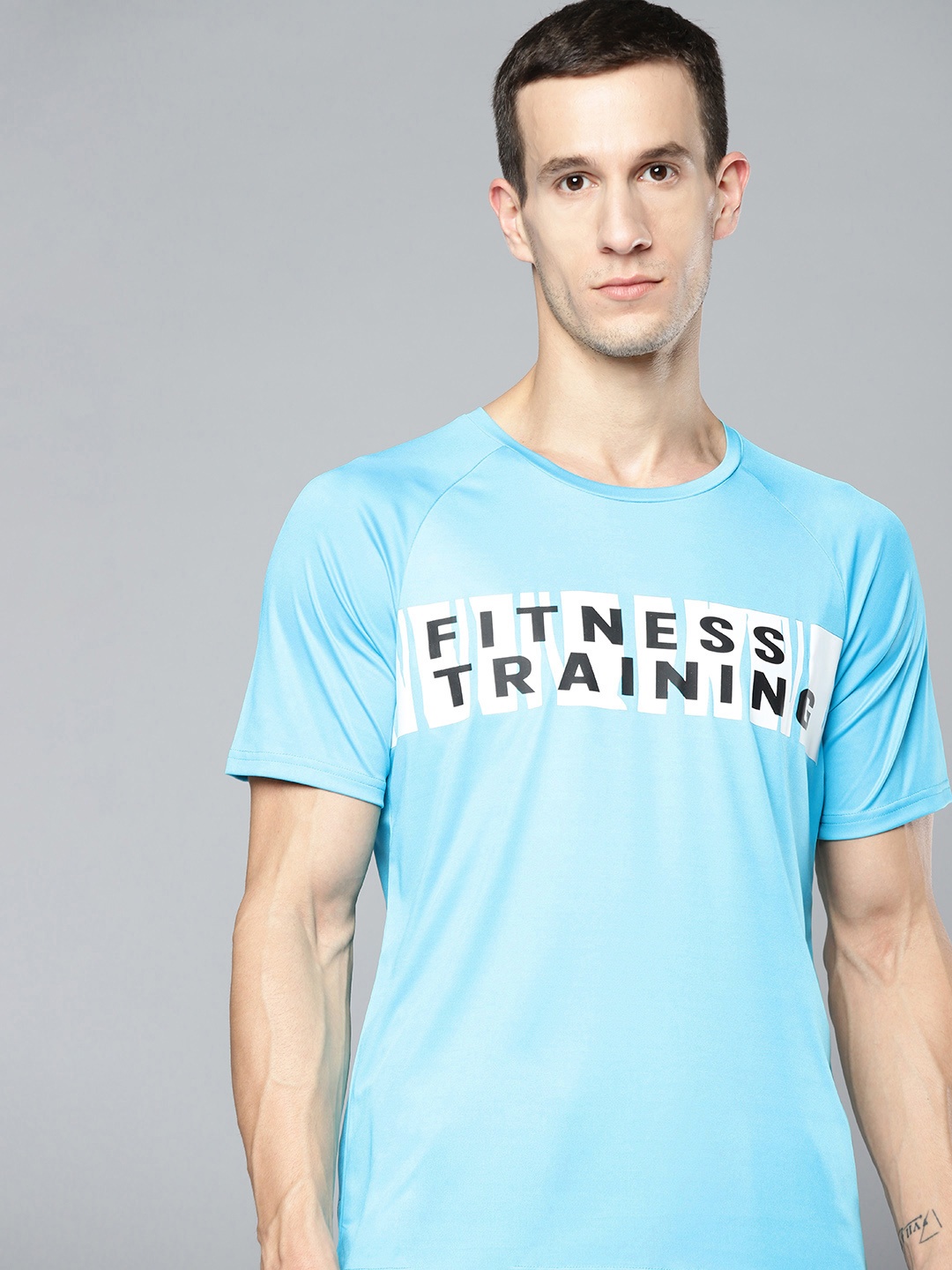 

HRX By Hrithik Roshan Training Men AI AQUA Rapid-Dry Typography Tshirts, Turquoise blue