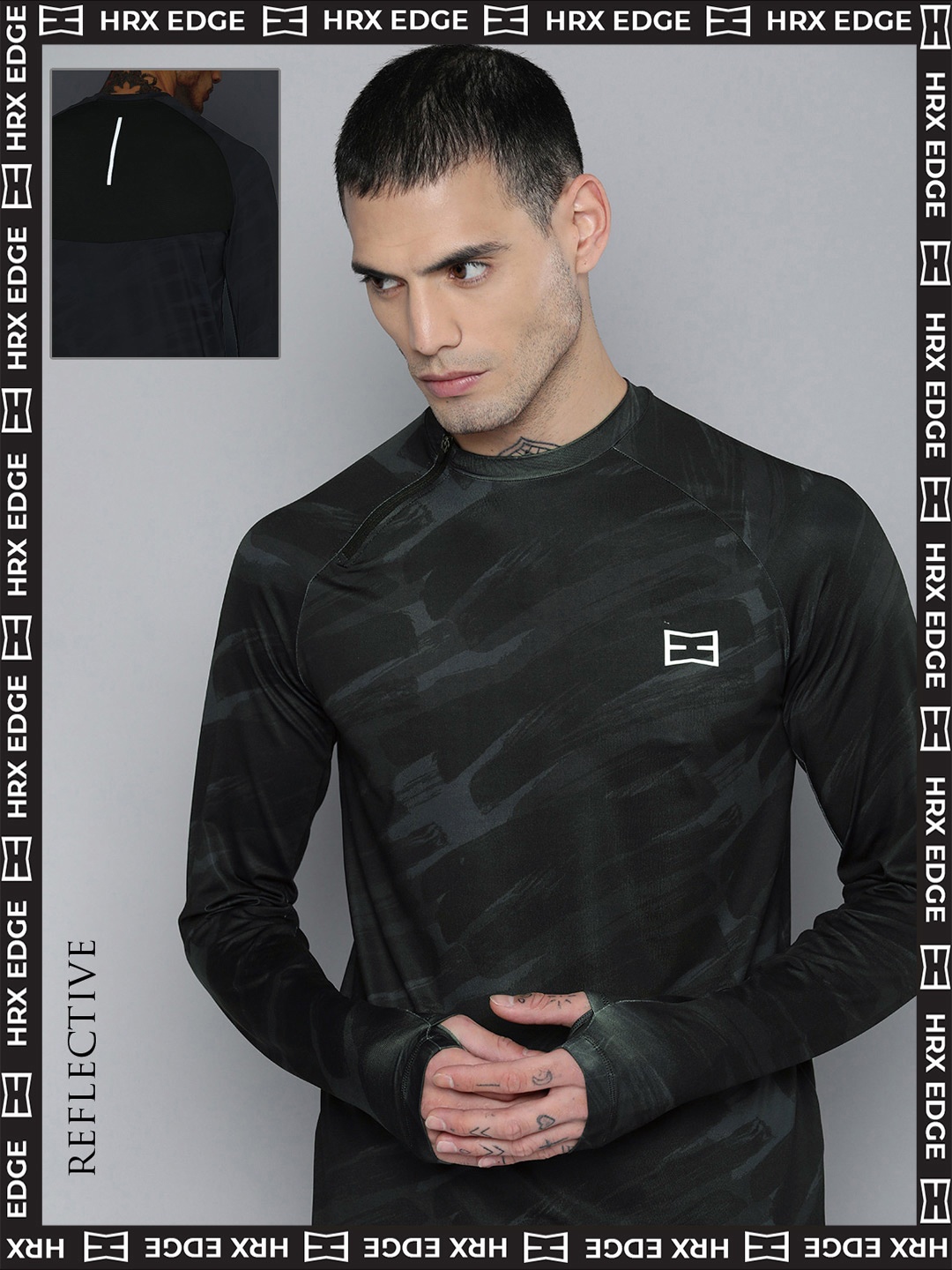 

HRX by Hrithik Roshan Men Black Rapid-Dry Colourblocked EDGE T-shirt