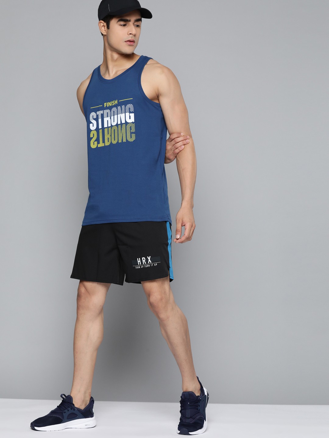

HRX By Hrithik Roshan Training Men Estate Blue Bio-Wash Typography Tshirts