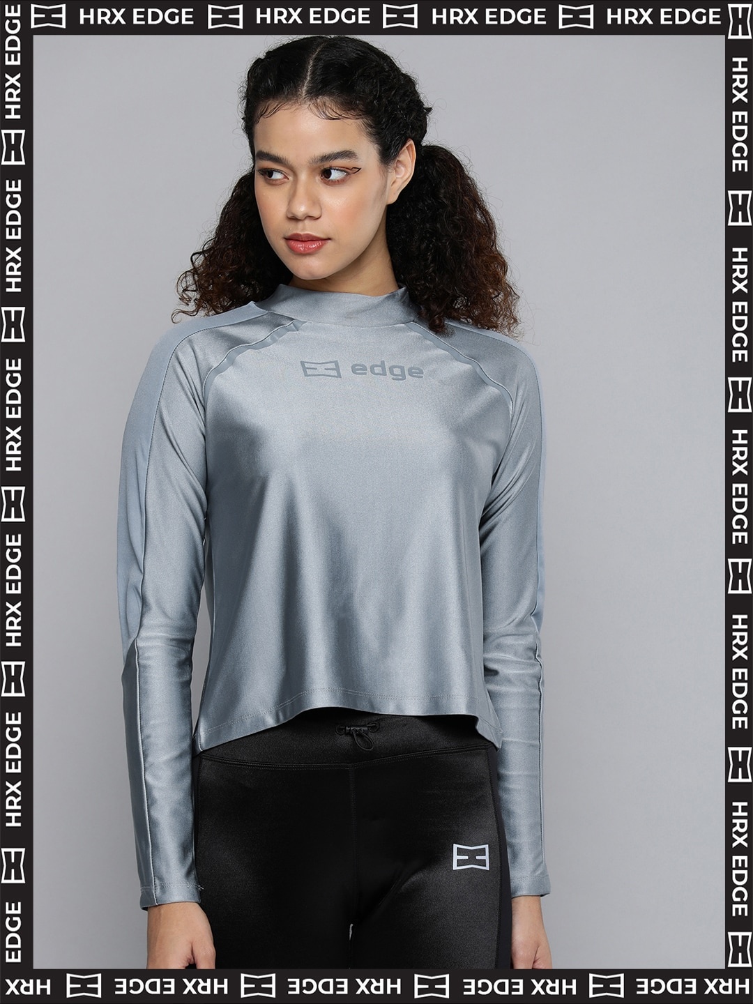 

HRX by Hrithik Roshan Women Grey Typography Printed Rapid Dry technology T-shirt
