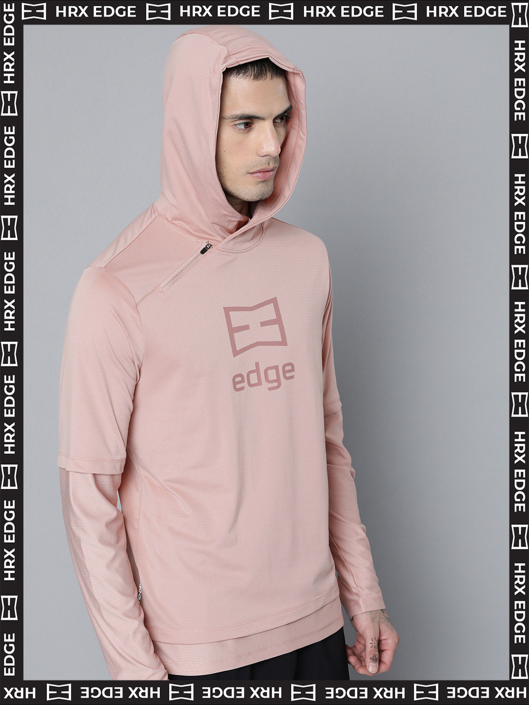 

HRX By Hrithik Roshan EDGE Men Mauve Rapid-Dry Colourblock Tshirts