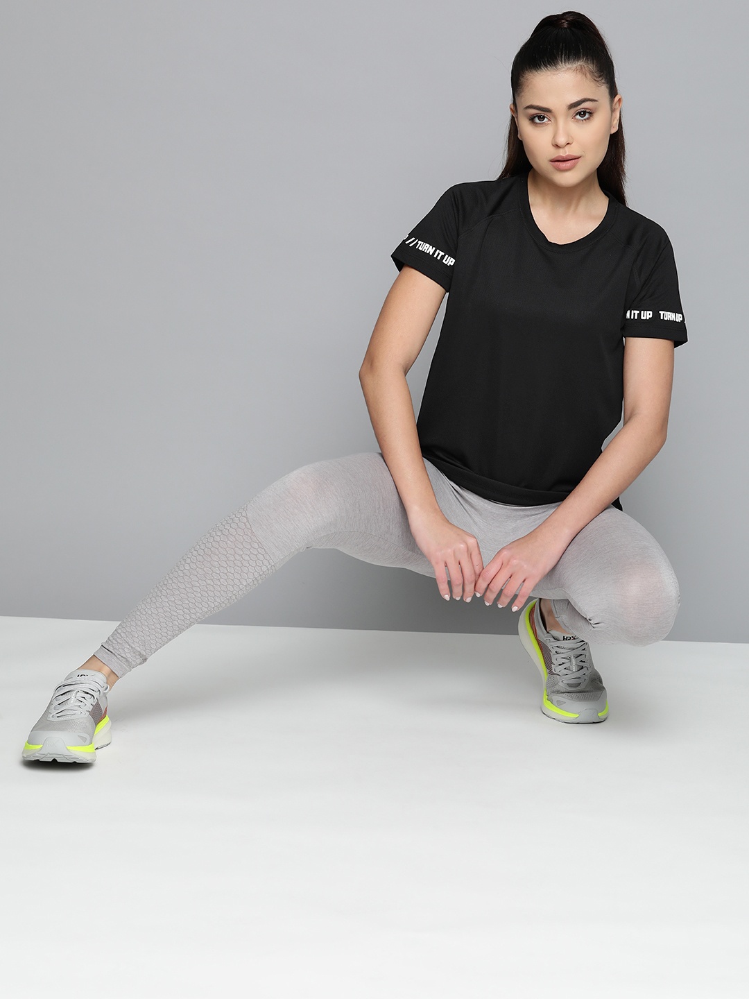 

HRX By Hrithik Roshan Training Women Rapid-Dry Solid T-shirt, Black