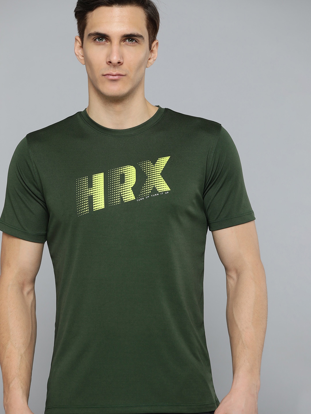 

HRX By Hrithik Roshan Training Men Kombu Green Rapid-Dry Brand Carrier Tshirts, Olive