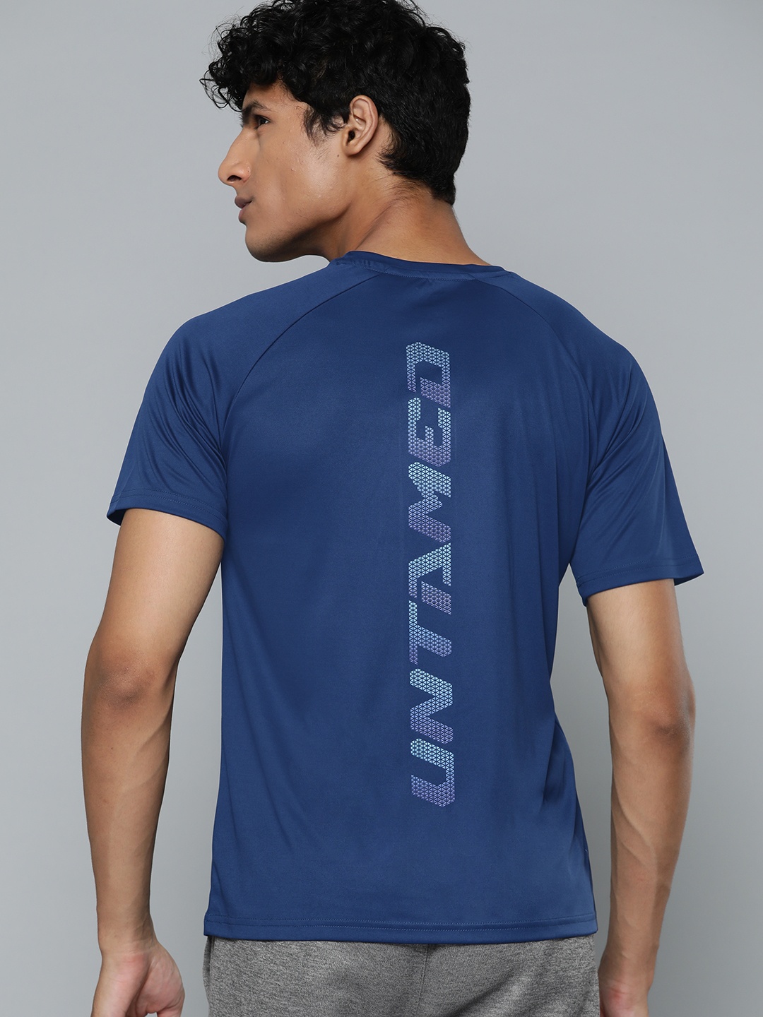 

HRX By Hrithik Roshan Training Men Estate Blue Rapid-Dry Typography Tshirts, Navy blue