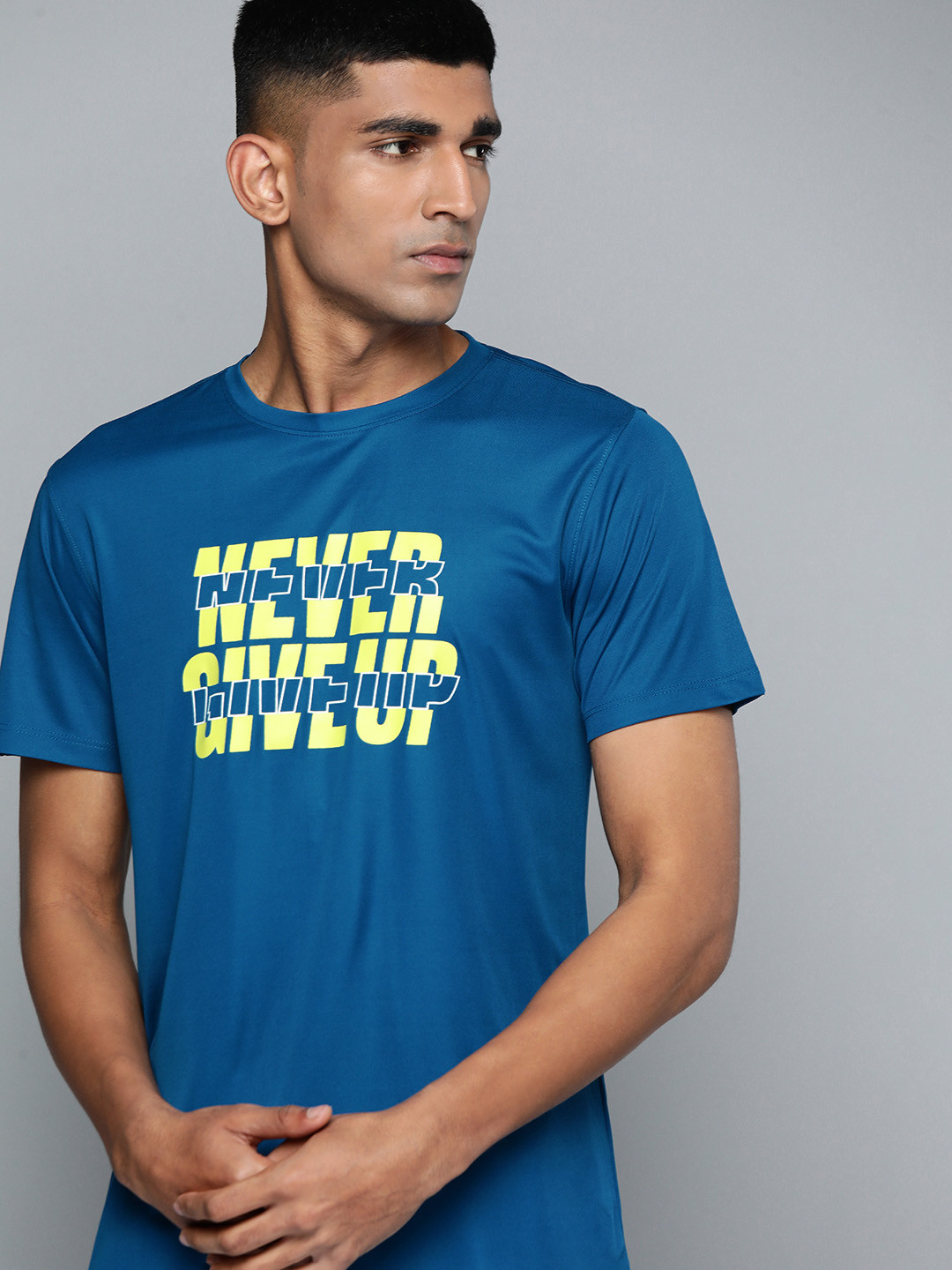 

HRX By Hrithik Roshan Training Men Rapid-Dry Typography Tshirts, Blue