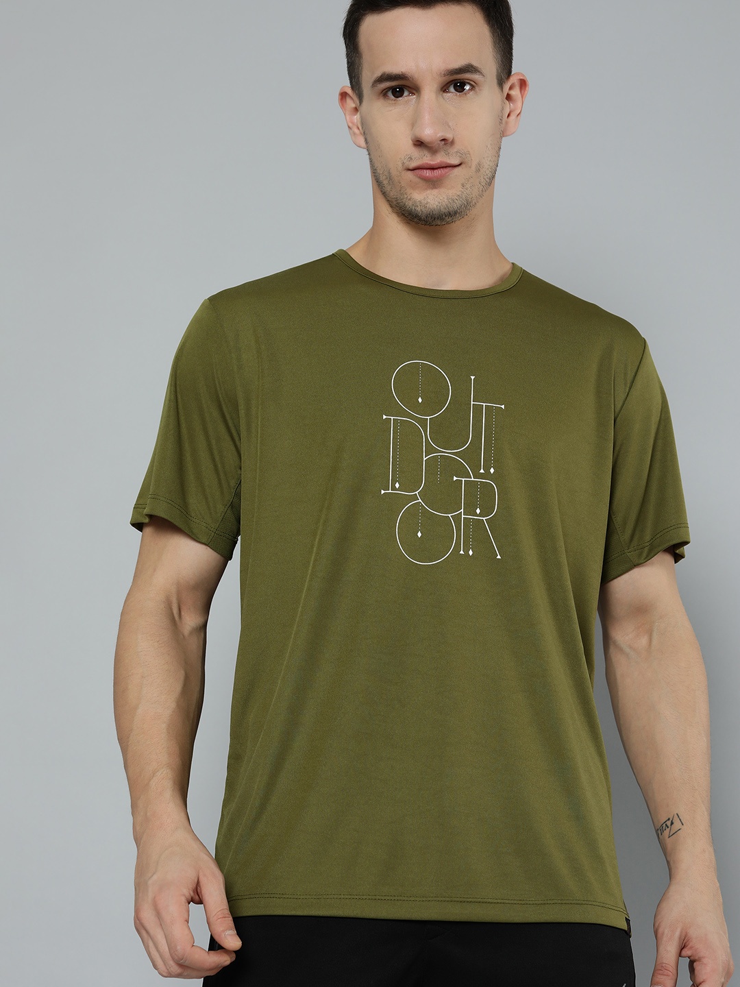 

HRX By Hrithik Roshan Outdoor Men Avacodo Rapid-Dry Typography Tshirts, Olive