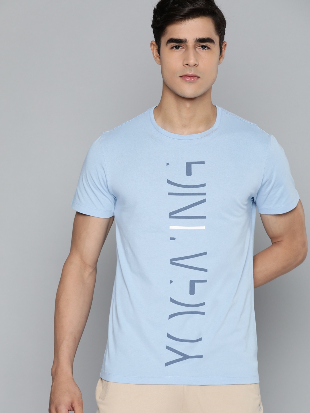 

HRX by Hrithik Roshan Men Blue Typography Printed Pure Cotton Yoga Sustainable T-shirt