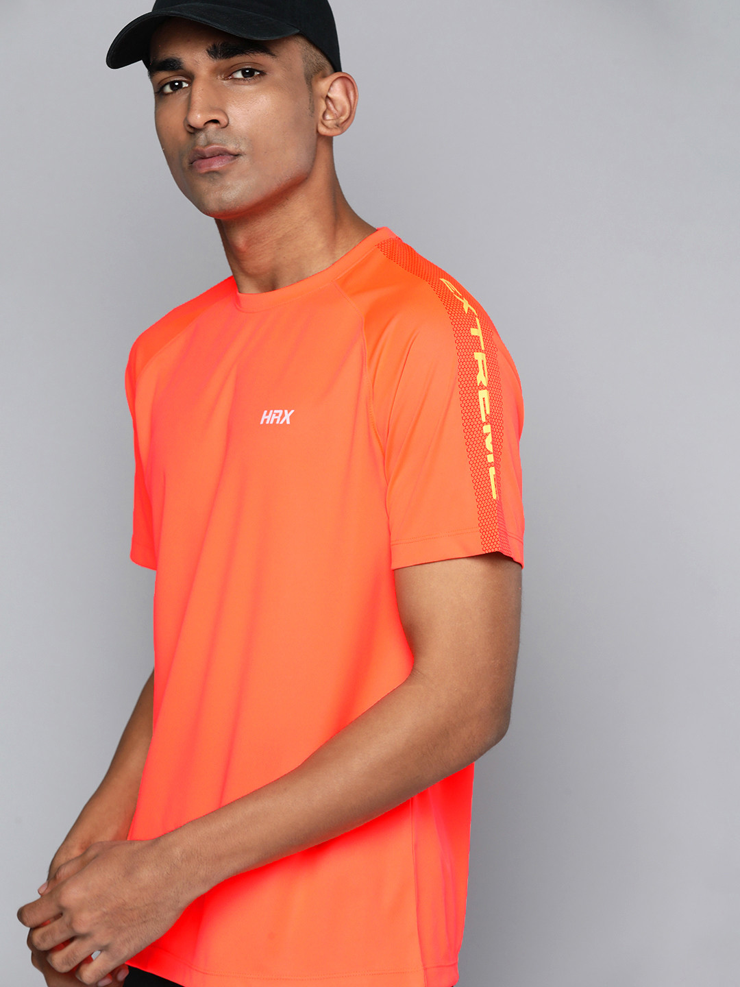 

HRX By Hrithik Roshan Training Men Rapid-Dry Brand Carrier Tshirts, Orange