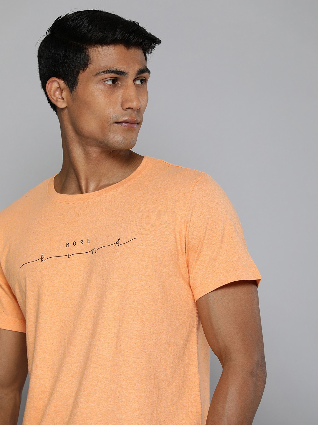 

HRX by Hrithik Roshan Men Peach Typography Printed Pure Cotton Yoga T-shirt