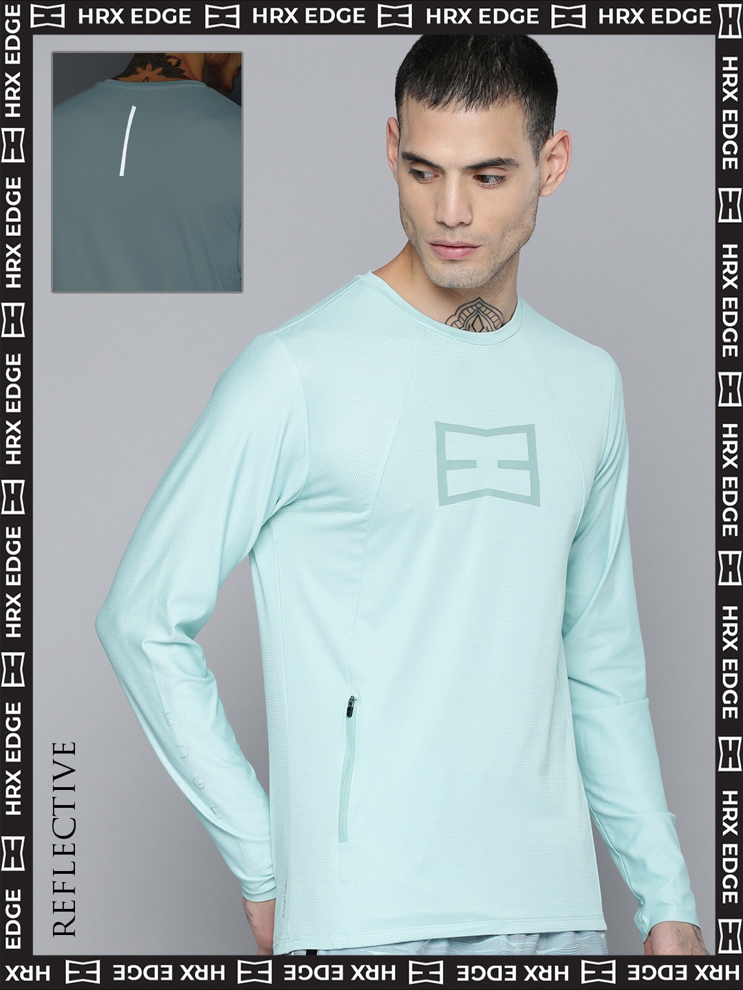 

HRX by Hrithik Roshan EDGE Men Green Rapid-Dry Colourblocked T-shirt
