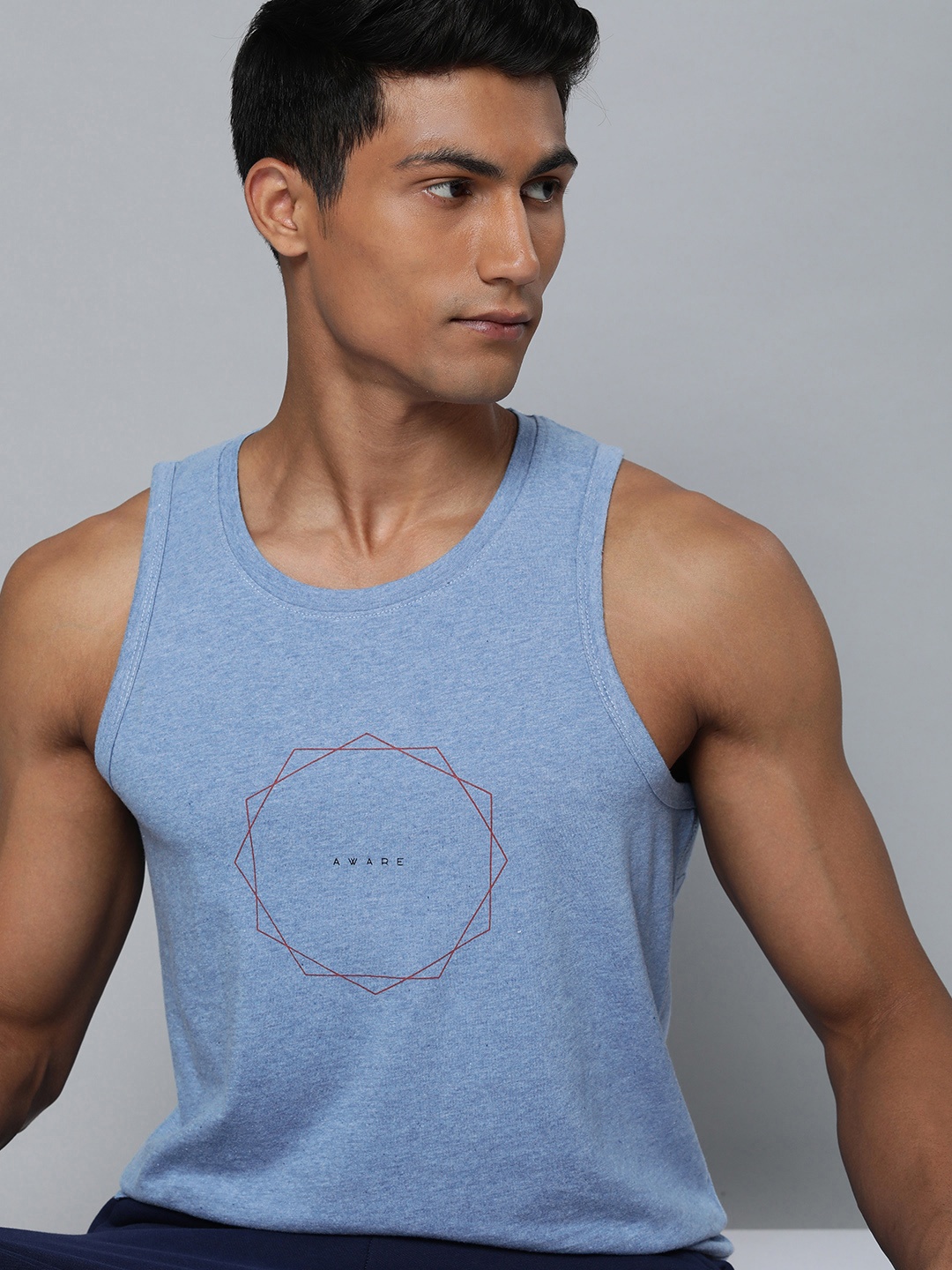

HRX by Hrithik Roshan Men Blue Typography Printed Pure Cotton T-shirt