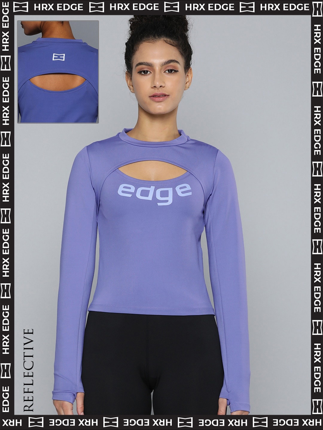 

HRX By Hrithik Roshan EDGE Women Deauville Mauve Rapid-Dry Brand Carrier T-shirt, Lavender