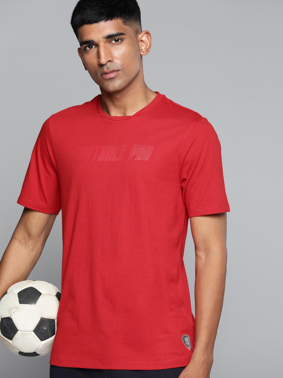 

HRX By Hrithik Roshan Football Men Rapid-Dry Typography T-shirts, Red