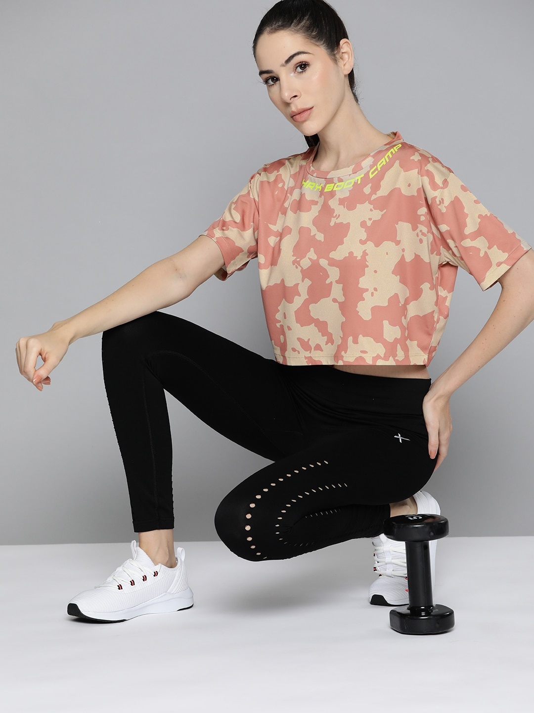 

HRX By Hrithik Roshan Training Women ROSE DAWN Rapid-Dry AOP T-shirt, Peach