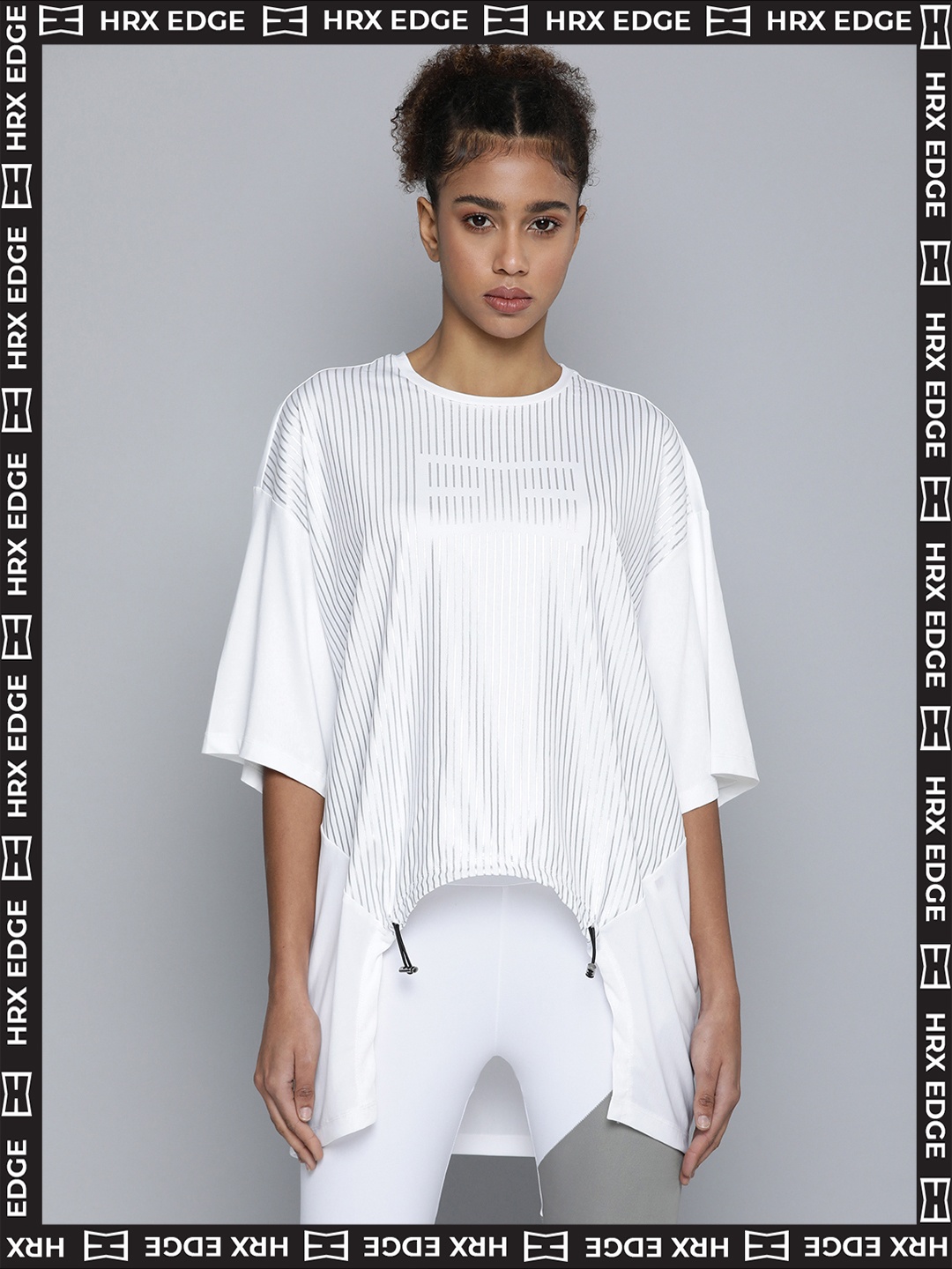 

HRX By Hrithik Roshan EDGE Women White Rapid-Dry Brand Carrier Tshirts