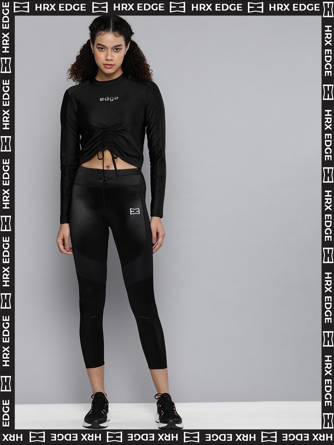 

HRX by Hrithik Roshan Women Black Typography Printed Rapid Dry Technology T-shirt