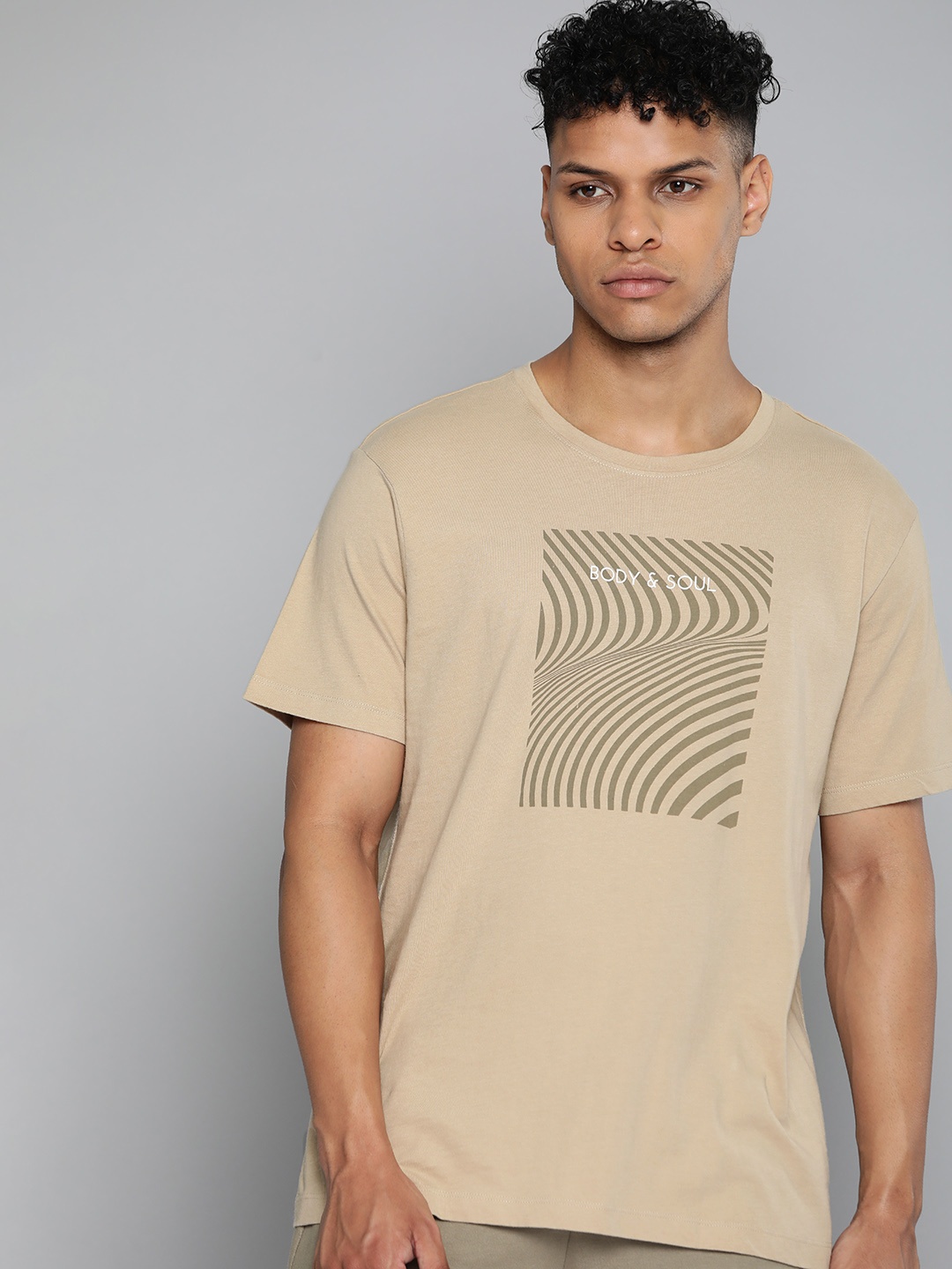 

HRX By Hrithik Roshan Organic Cotton Yoga T-shirt, Taupe