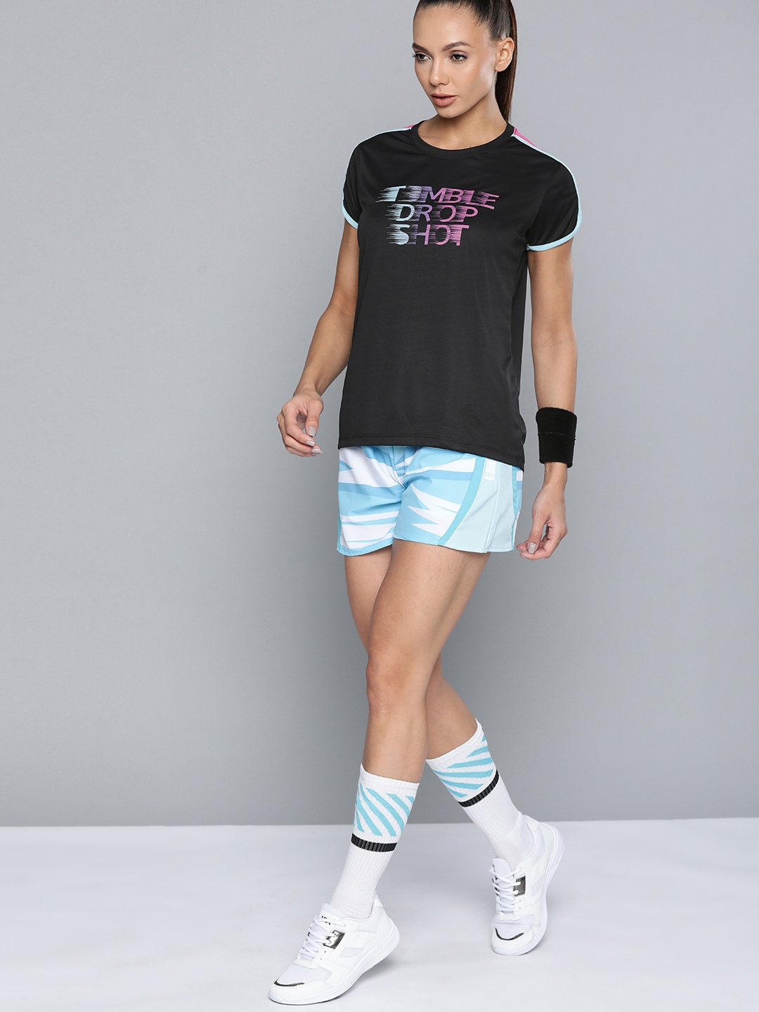 

HRX By Hrithik Roshan Racketsport Women Jet Black Rapid-Dry Typography Tshirts