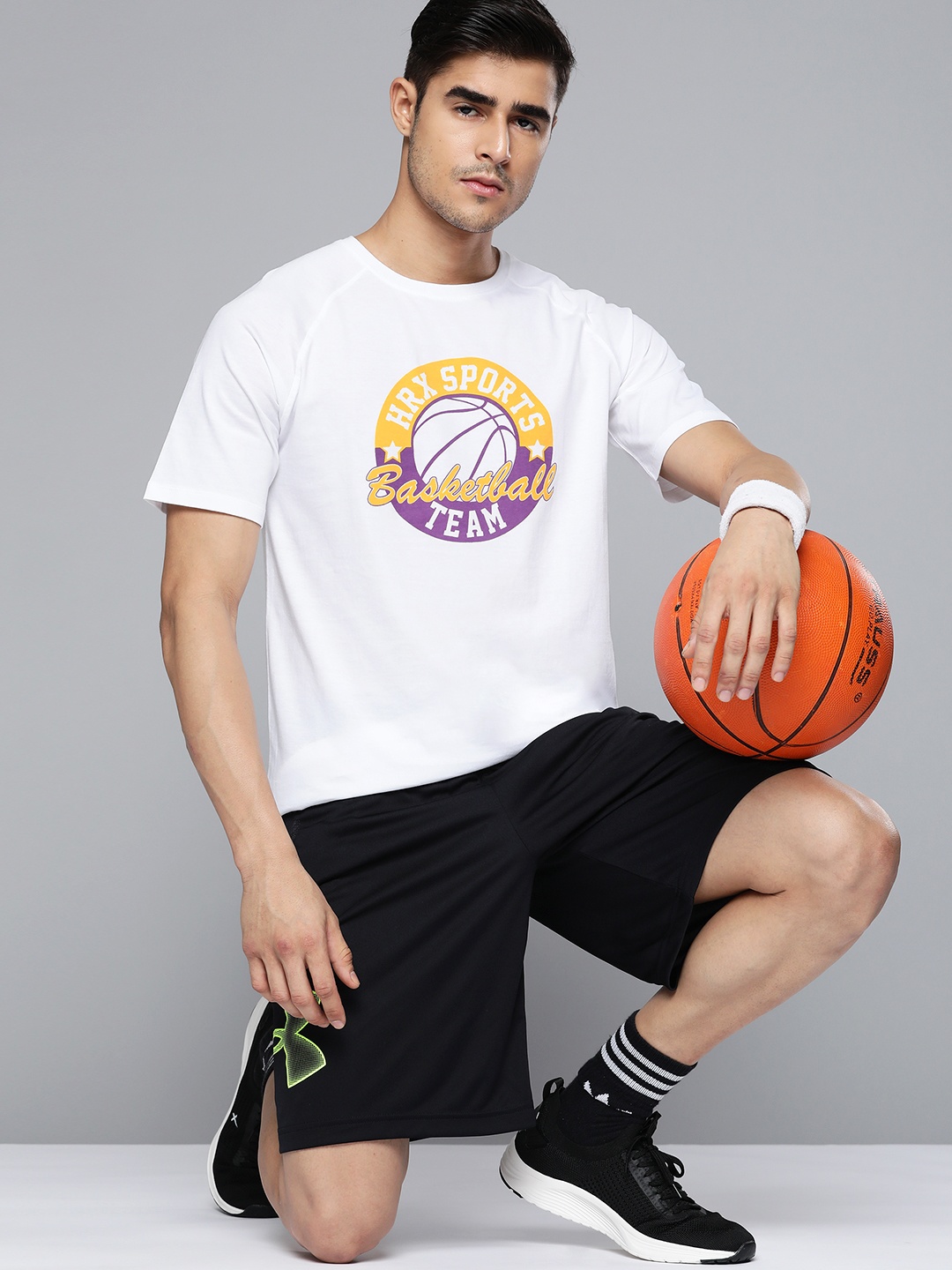 

HRX By Hrithik Roshan Basketball Men Optic White Bio-Wash Typography Tshirt