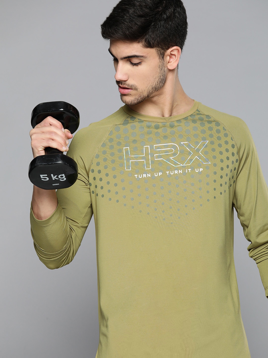 

HRX By Hrithik Roshan Training Men Rapid-Dry Graphic T-shirt, Olive