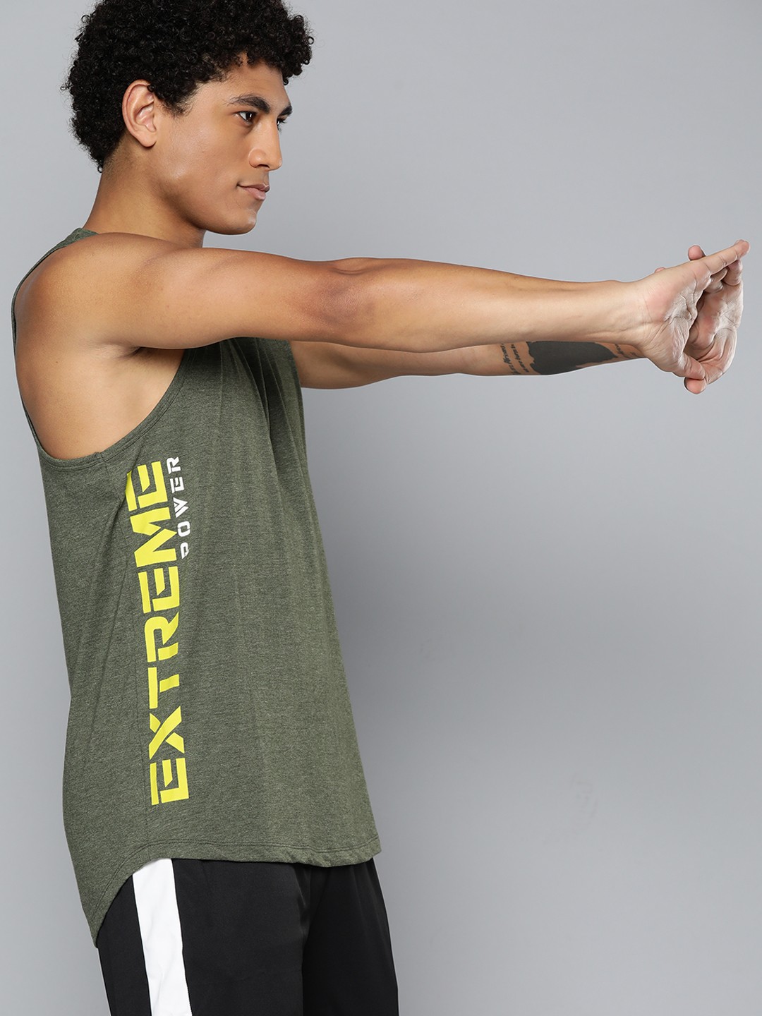 

HRX By Hrithik Roshan Training Men Kombu Green Rapid-Dry Typography Tshirt, Olive