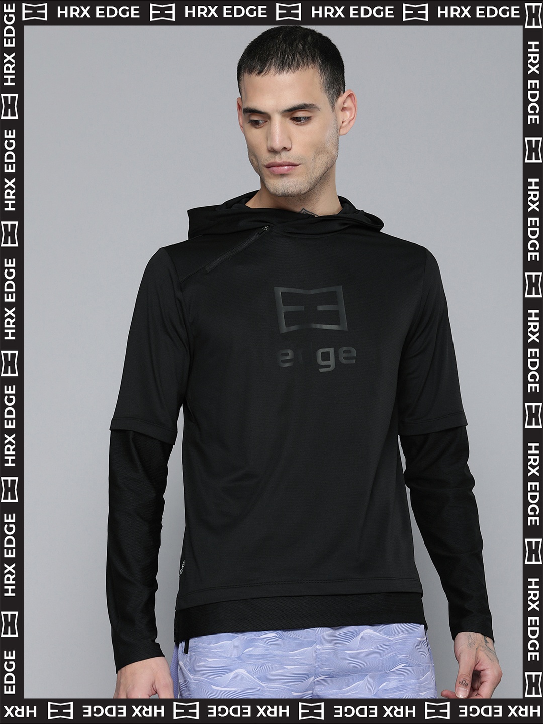 

HRX By Hrithik Roshan EDGE Men Black Rapid-Dry Colourblock Tshirts
