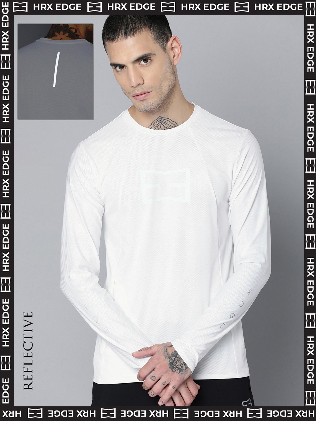 

HRX By Hrithik Roshan EDGE Men White Rapid-Dry Colourblock T-shirt, Off white