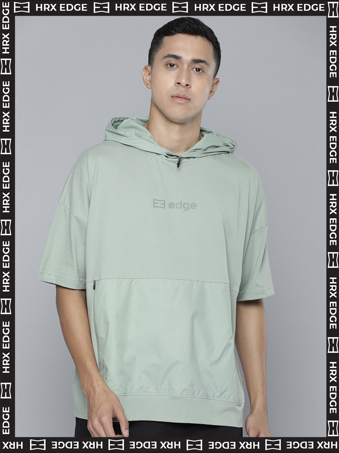 

HRX By Hrithik Roshan EDGE Men Ether Bio-Wash Brand Carrier T-shirt, Green