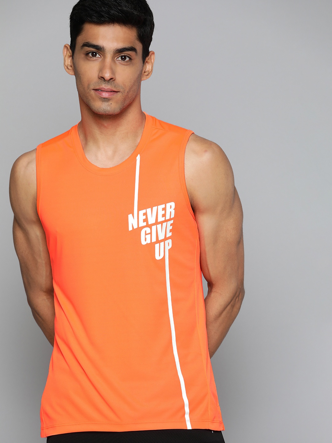 

HRX By Hrithik Roshan Training Men Rapid-Dry Typography T-shirts, Orange