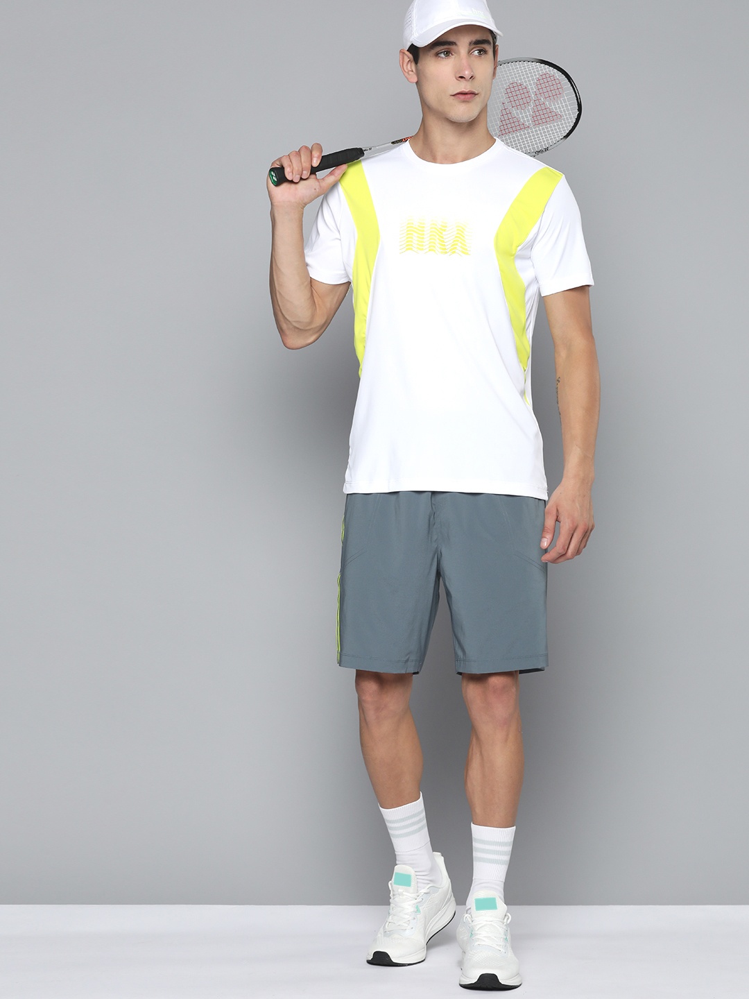 

HRX by Hrithik Roshan Men Printed Rapid-Dry Antimicrobial Finish Racket Sport T-shirt, White