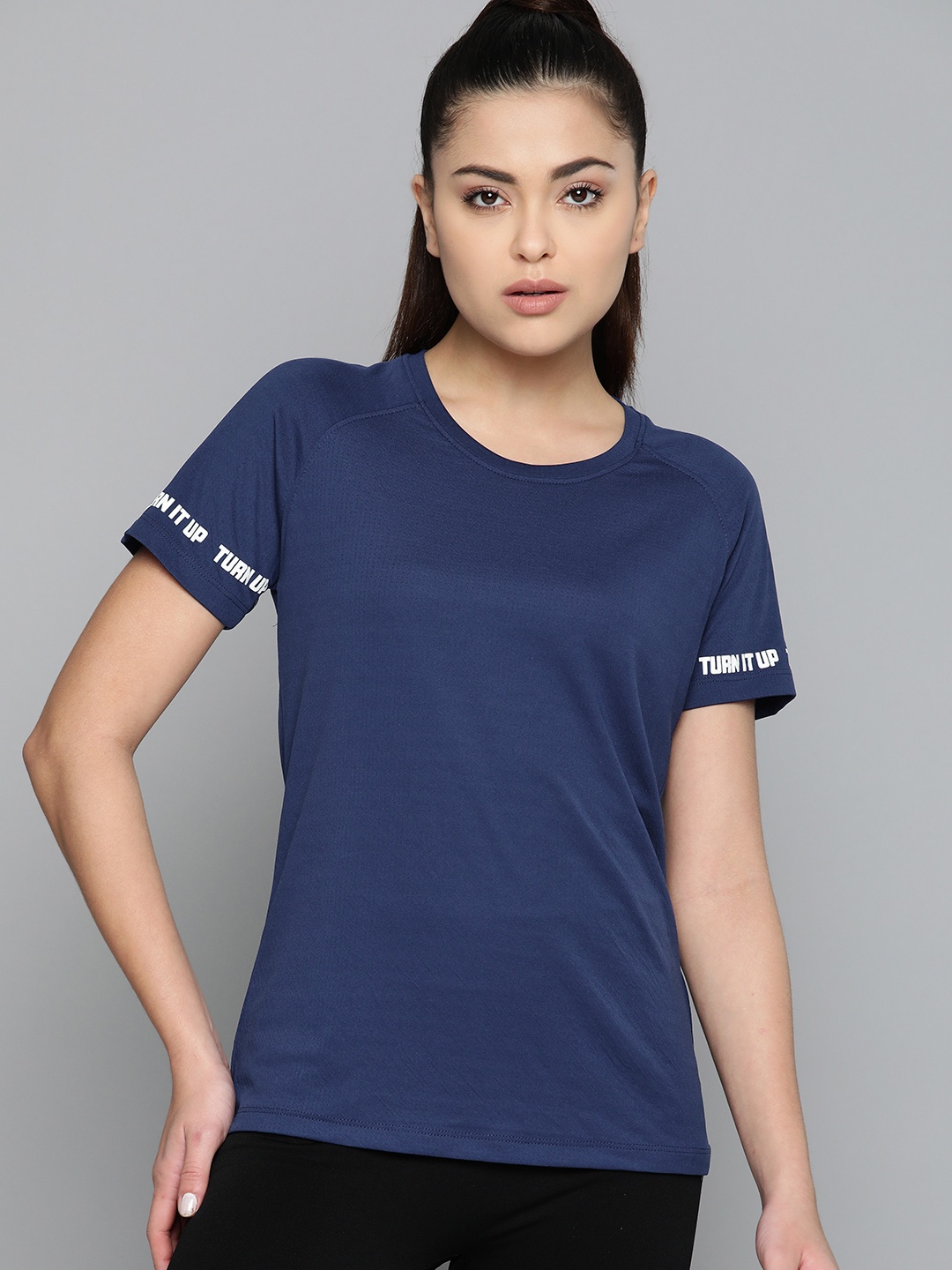 

HRX By Hrithik Roshan Training Women Rapid-Dry Solid T-shirt, Navy blue