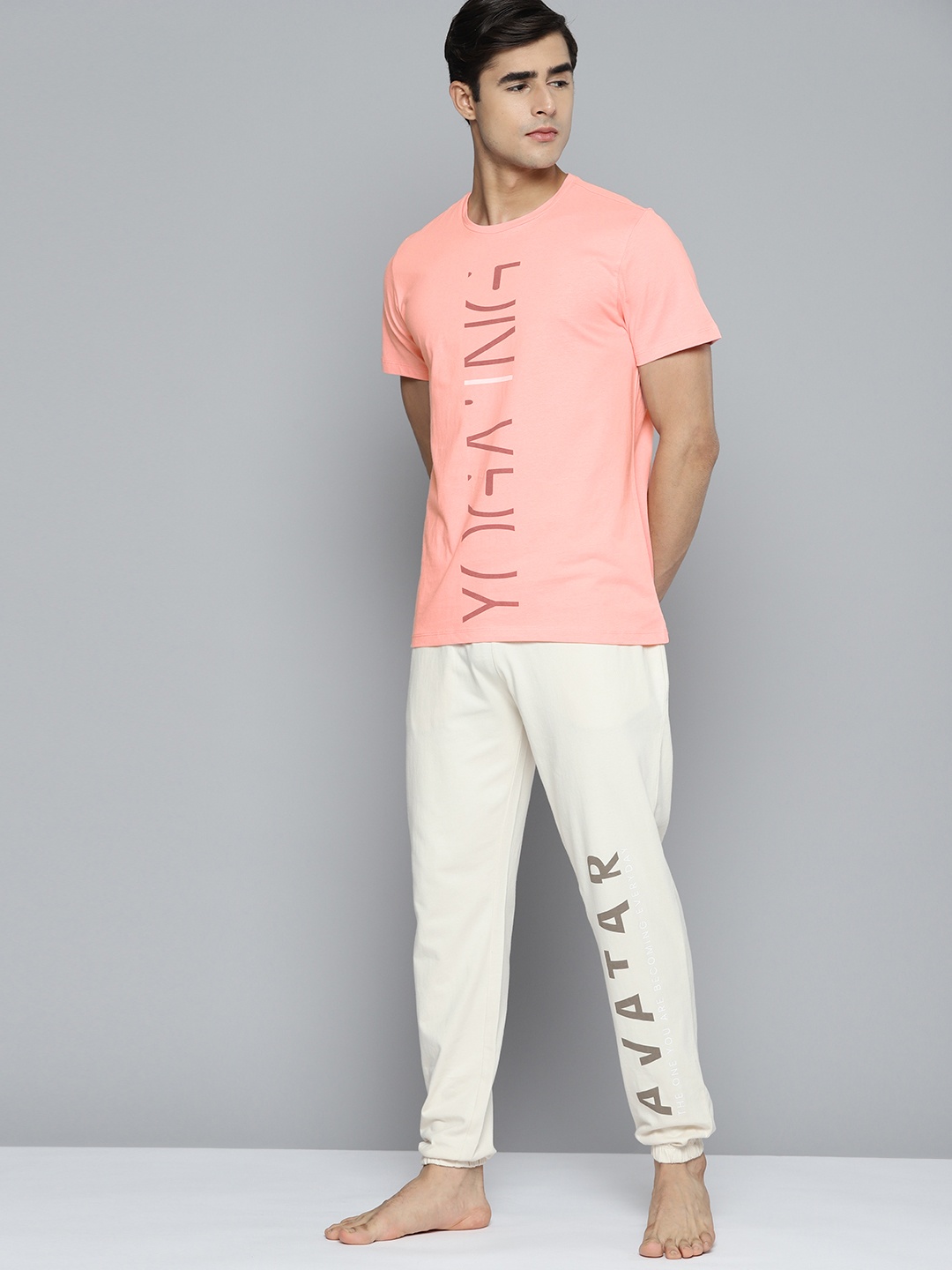 

HRX By Hrithik Roshan Yoga Men QUARTZ PINK Organic Cotton Typography Sustainable Tshirts