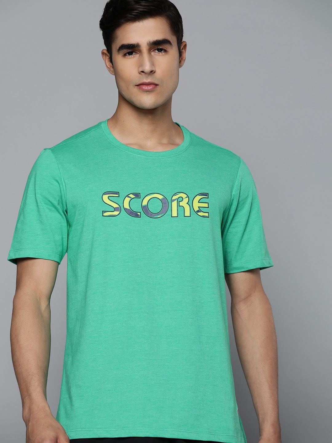 

HRX By Hrithik Roshan Men Emerald Typography Print Bio-Wash Football T-shirt, Green