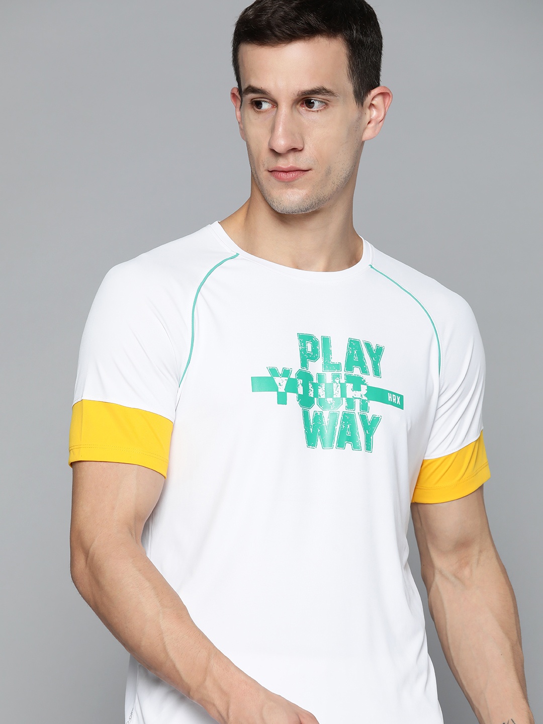 

HRX By Hrithik Roshan Racketsport Men Optic White Rapid-Dry Typography Tshirts