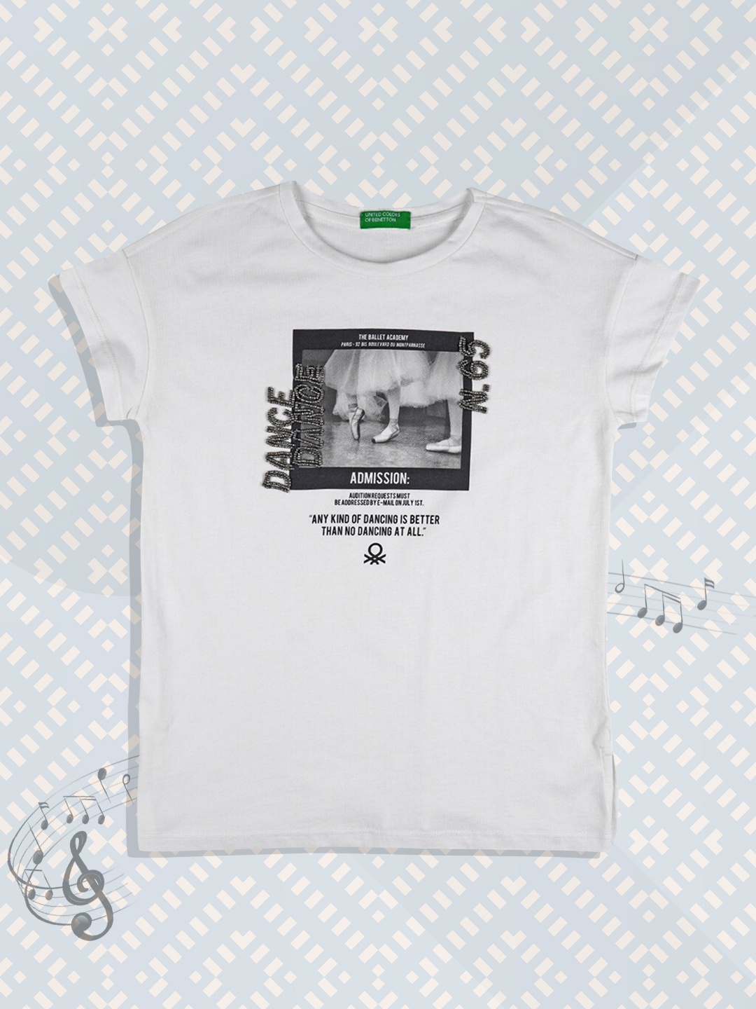 

United Colors of Benetton Girls Off White Drop-Shoulder Sleeves T-shirt