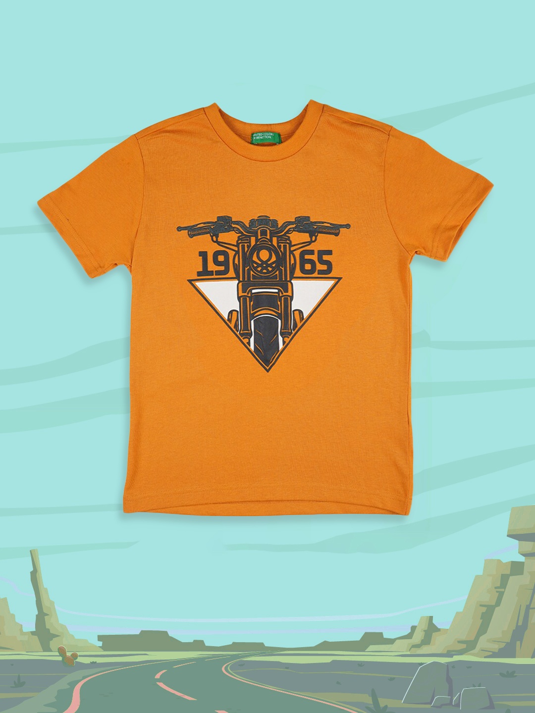

United Colors of Benetton Boys Camel Brown Printed T-shirt